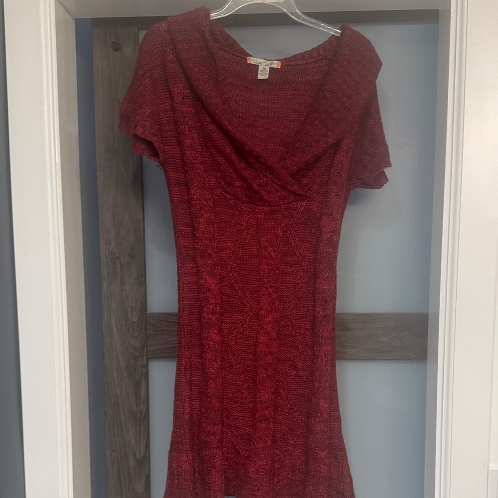 Chic Red Knit Mini Dress